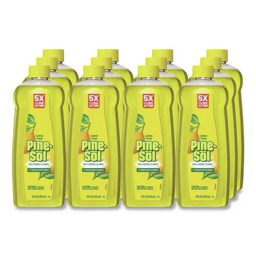 Pine-Sol 60148CT 14 oz. Bottle Concentrated Multi-Surface Cleaner - Lemon Fresh Scent (12/Carton)