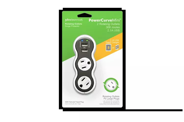 PowerCurve Mini Rotating Outlets Surge Protector