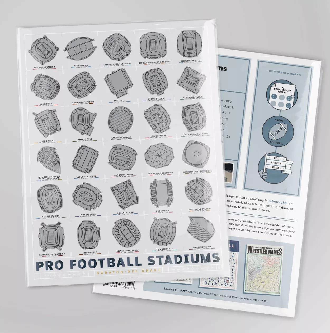 Pro Football Stadiums Scratch-Off Chart - 12x16