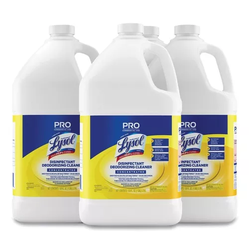 Professional LYSOL Brand 19200-99985 128 oz. Bottle Disinfectant Deodorizing Cleaner Concentrate - Lemon Scent (4/Carton)