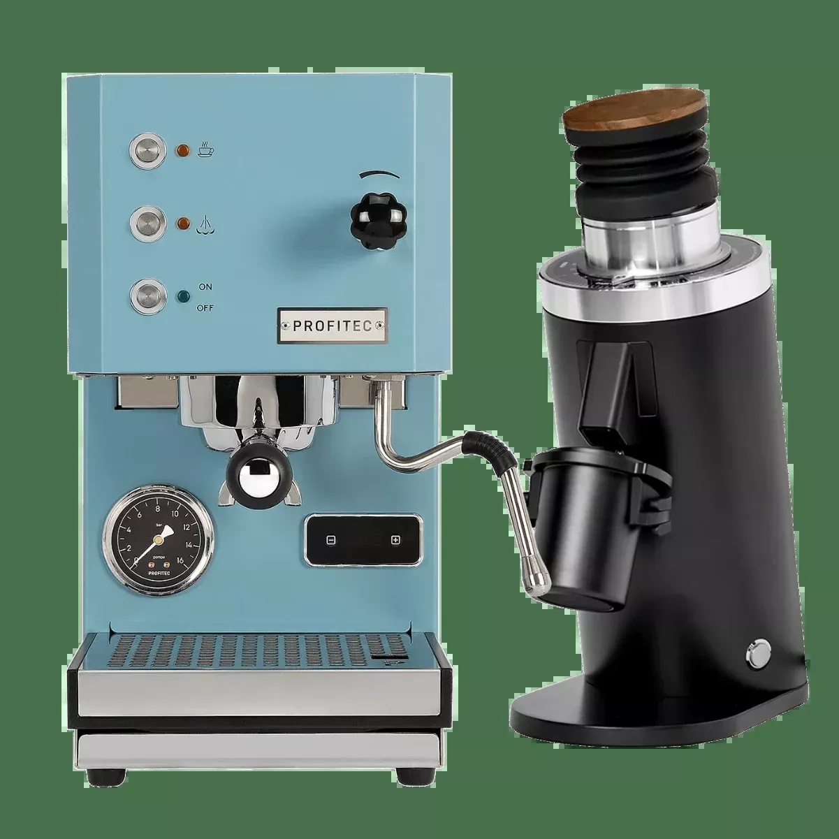 Profitec Go (Blue) Espresso Machine & DF64 Gen 2.5 Grinder (Black) Bundle