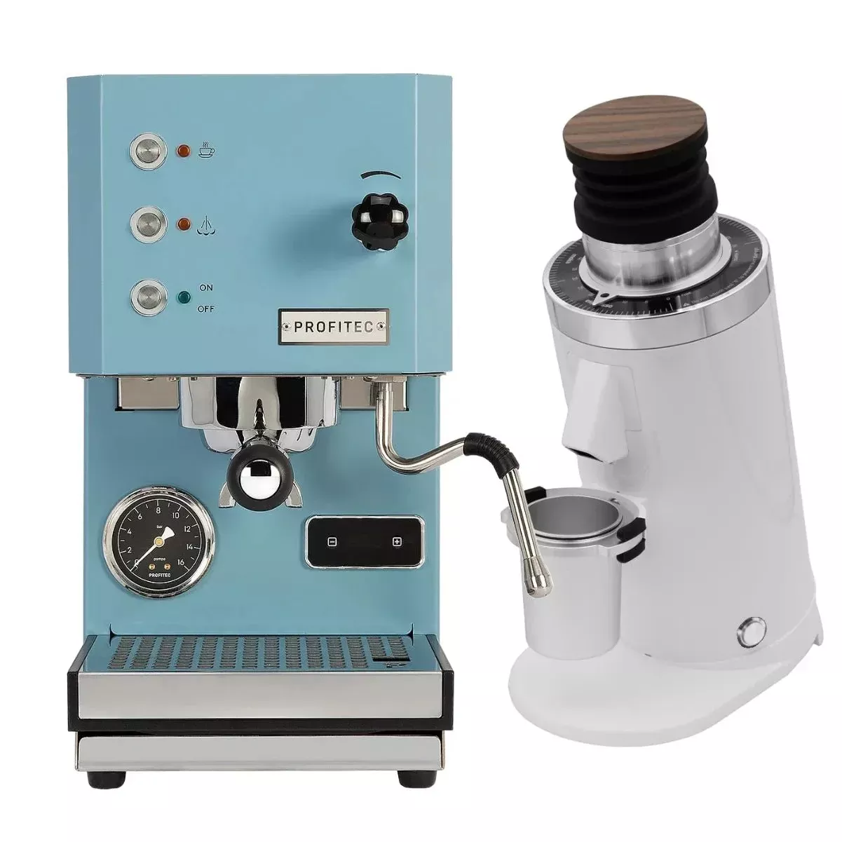 Profitec Go (Blue) Espresso Machine & DF64 Gen 2.5 Grinder (White) Bundle
