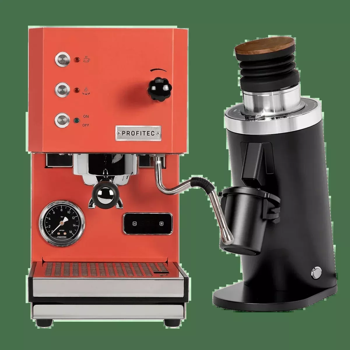 Profitec Go (Red) Espresso Machine & DF64 Gen 2.5 Grinder (Black) Bundle