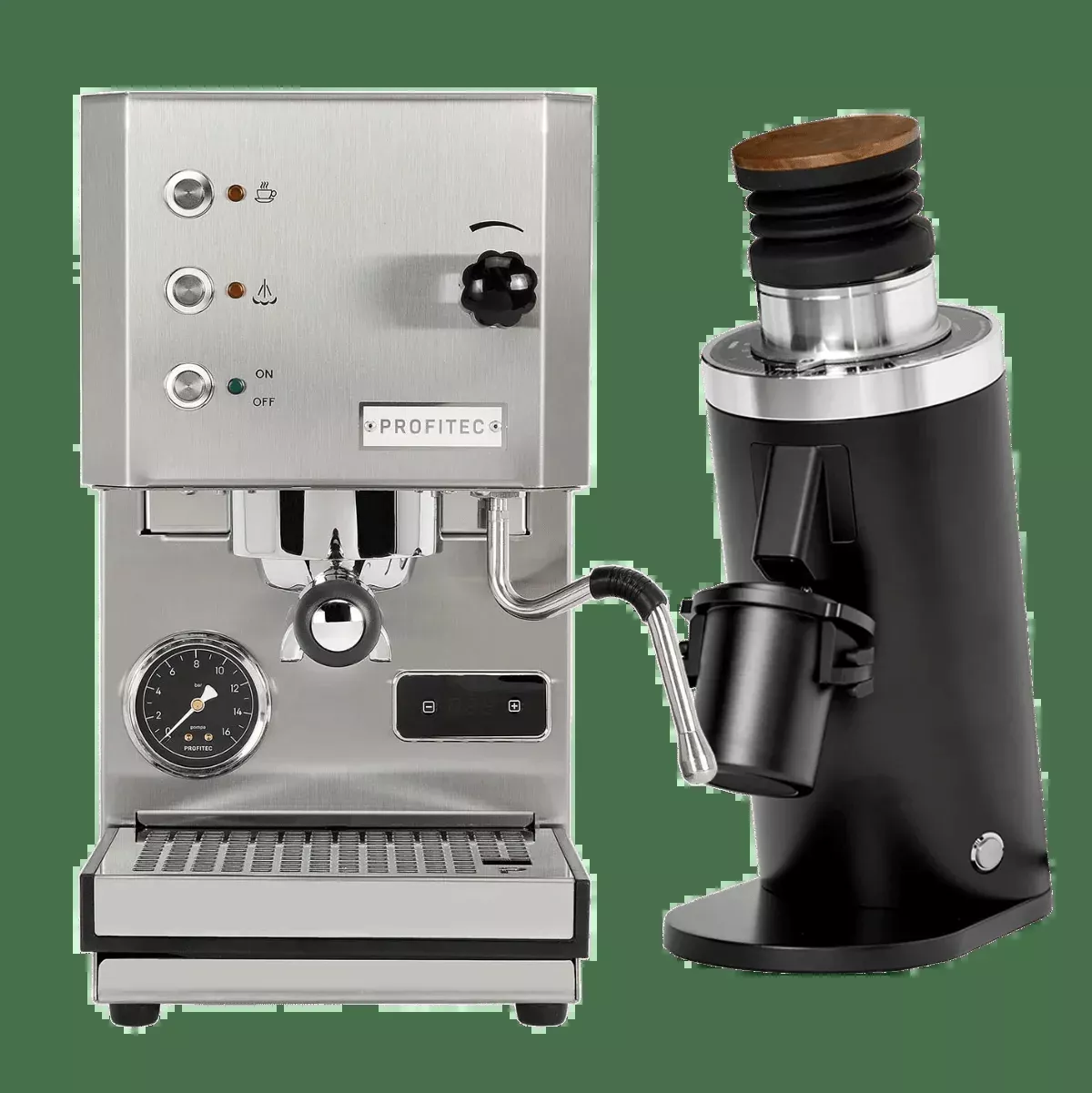 Profitec Go (Stainless Steel) Espresso Machine & DF64 Gen 2.5 Grinder (Black) Bundle