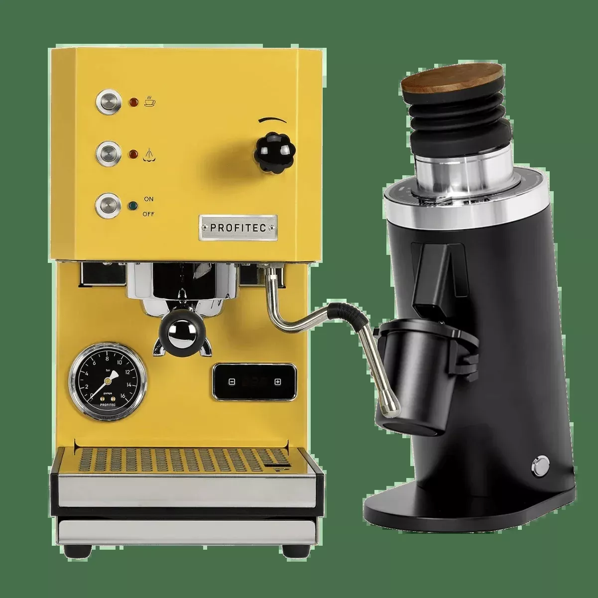 Profitec Go (Yellow) Espresso Machine & DF64 Gen 2.5 Grinder (Black) Bundle
