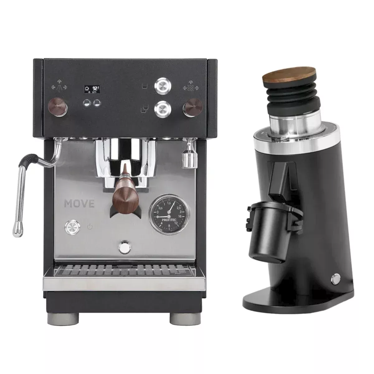 Profitec Move Dual Boiler Espresso Machine (Black) and DF64 Grinder (Black) Bundle