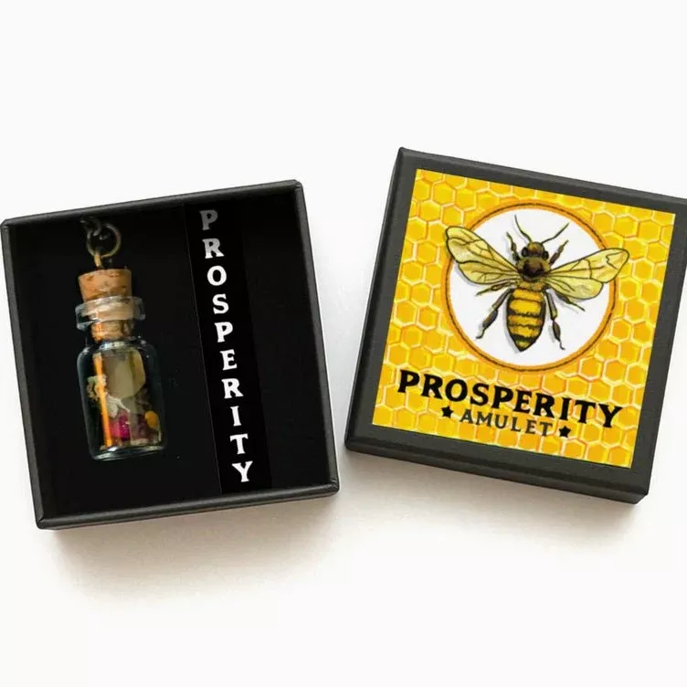 Prosperity Amulet - Abundance Talisman Necklace w Honeybee