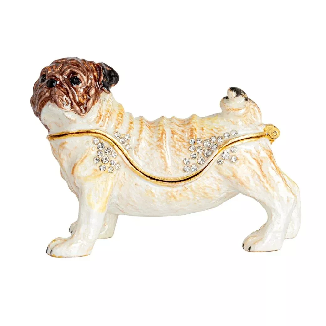 Pug Shaped Enameled Trinket Box