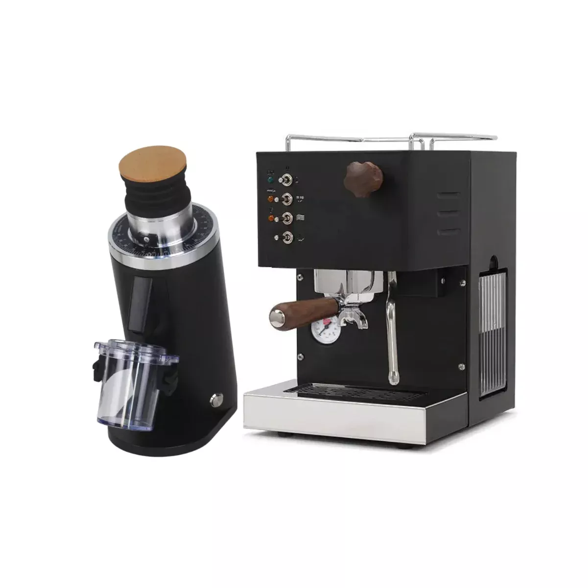 Quick Mill Pippa Espresso Machine (Black) & DF54 V4 Grinder (Black) - Bundle