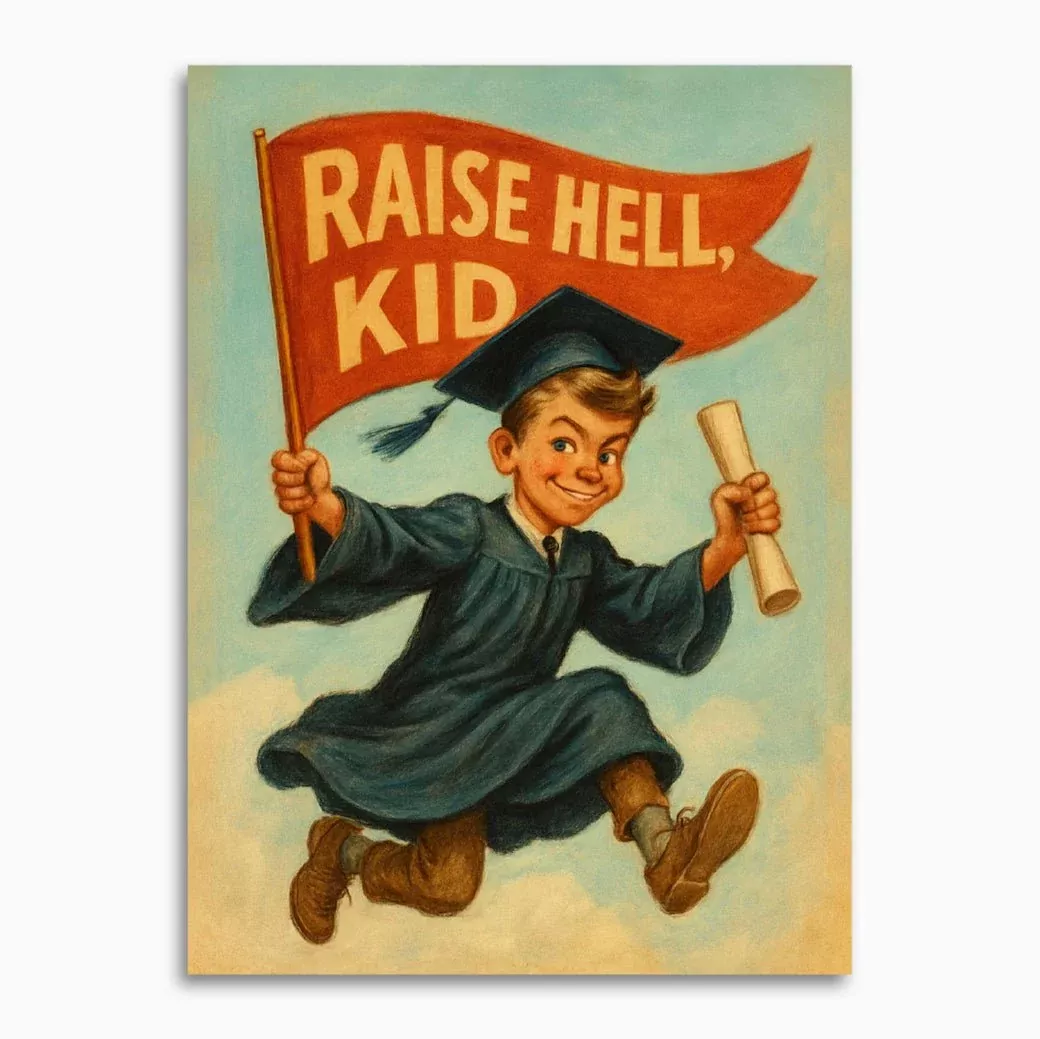 Raise Hell, Kid! Vintage-Style Graduation Card