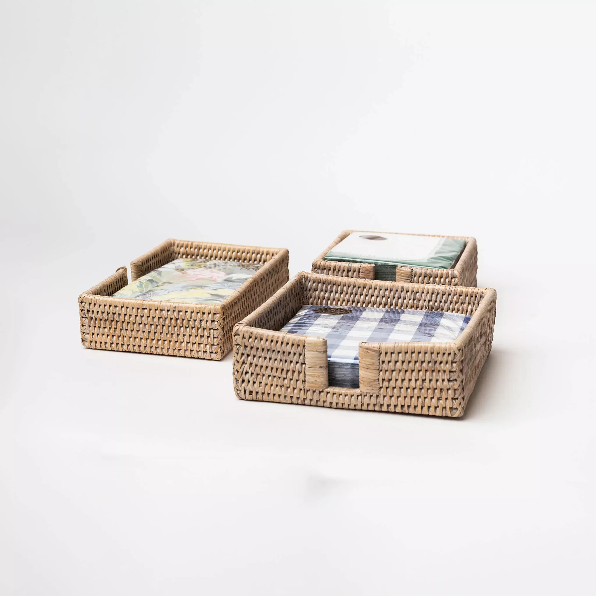 Rattan Cocktail Napkin Holder in Whitewash