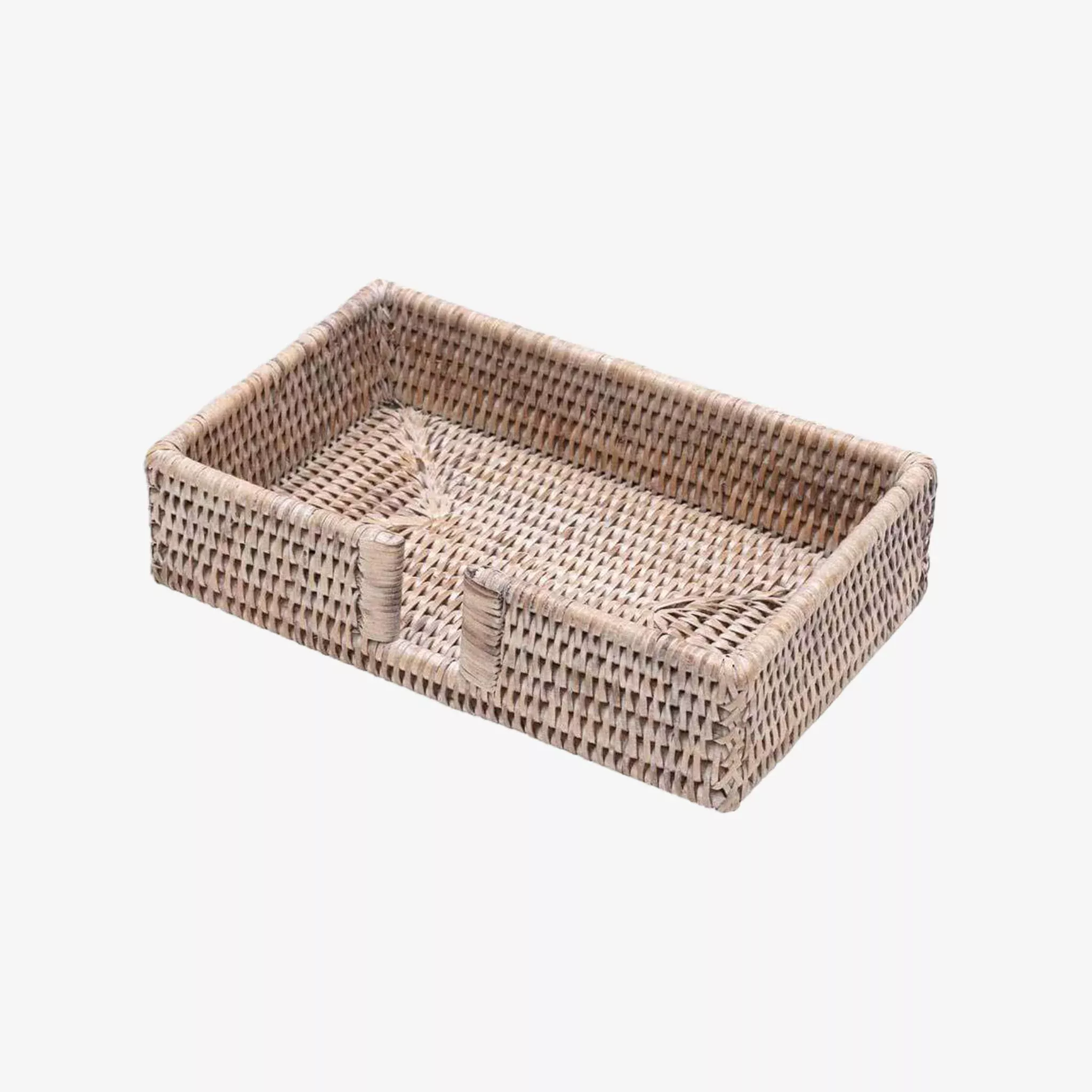 Rattan Guest Napkin Holder in Whitwash