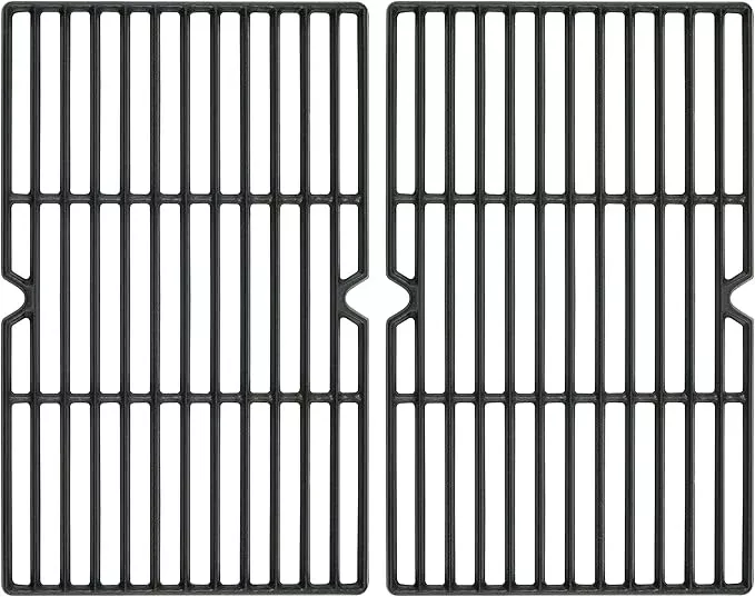 Replacement Cooking Grates, Fits Kenmore 3 Burner BBQ Grills, Cast Iron, Set of 2, Black