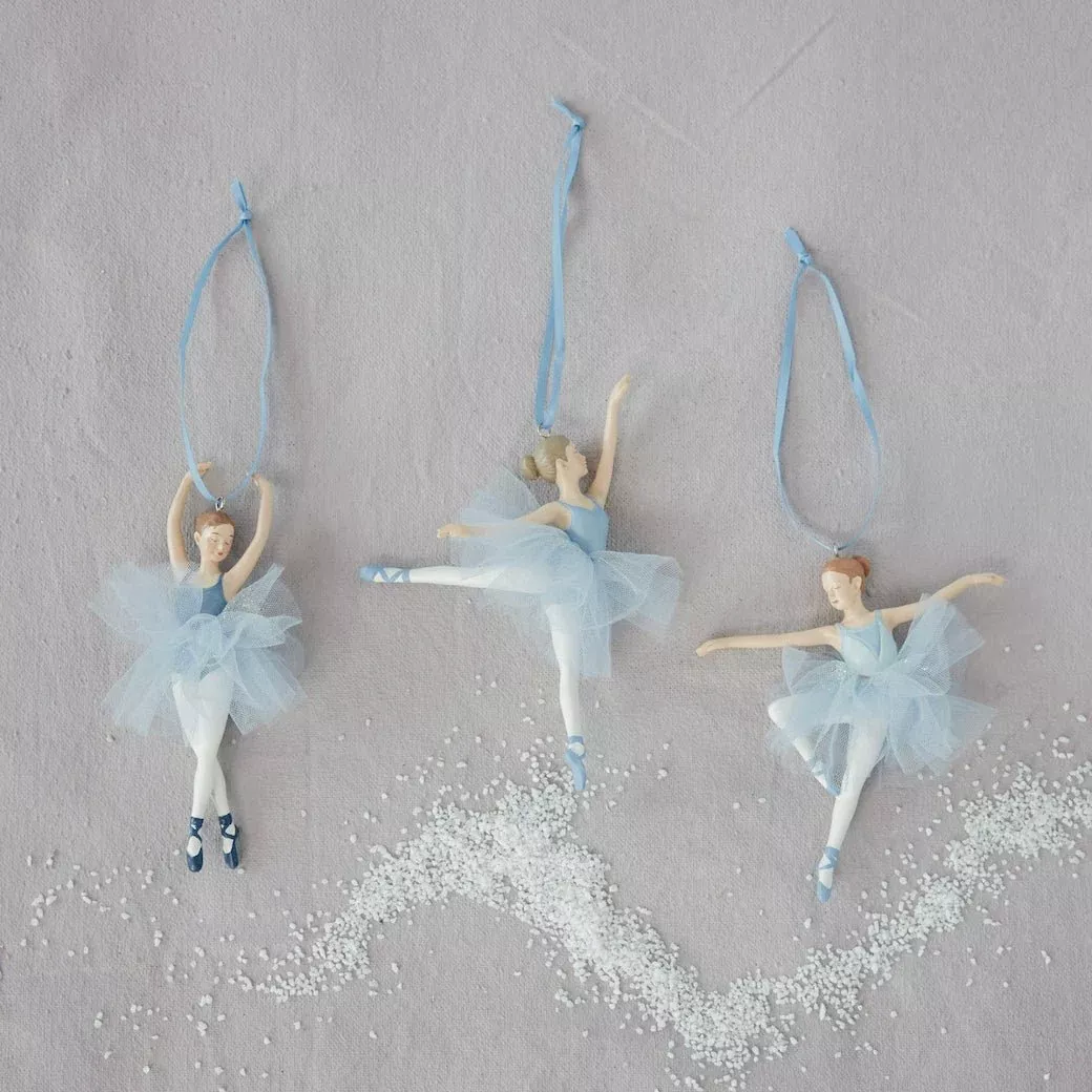 Resin Ballerina Ornament with Blue Tutu CHOICE of Three Styles