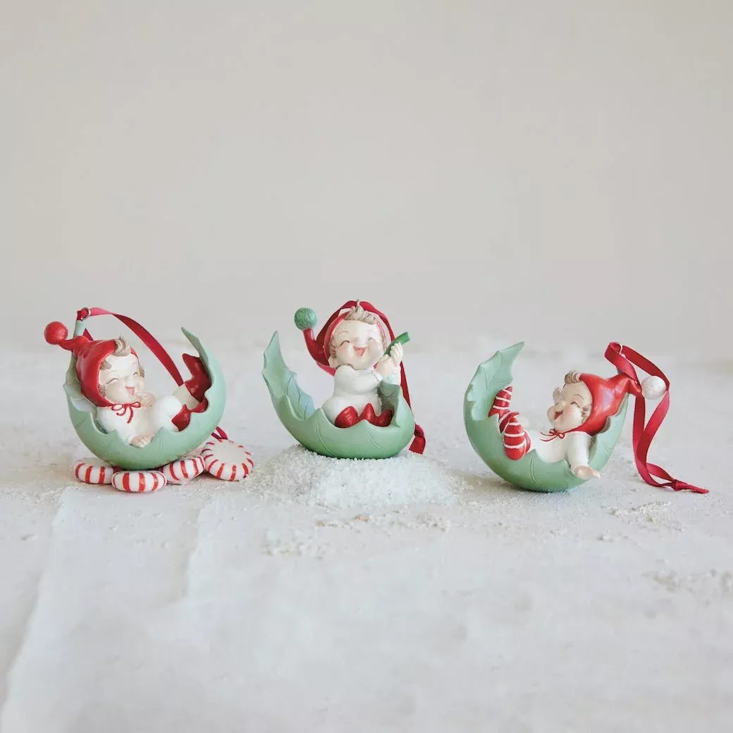Resin Elf on Leaf Ornament CHOICE of Three Styles