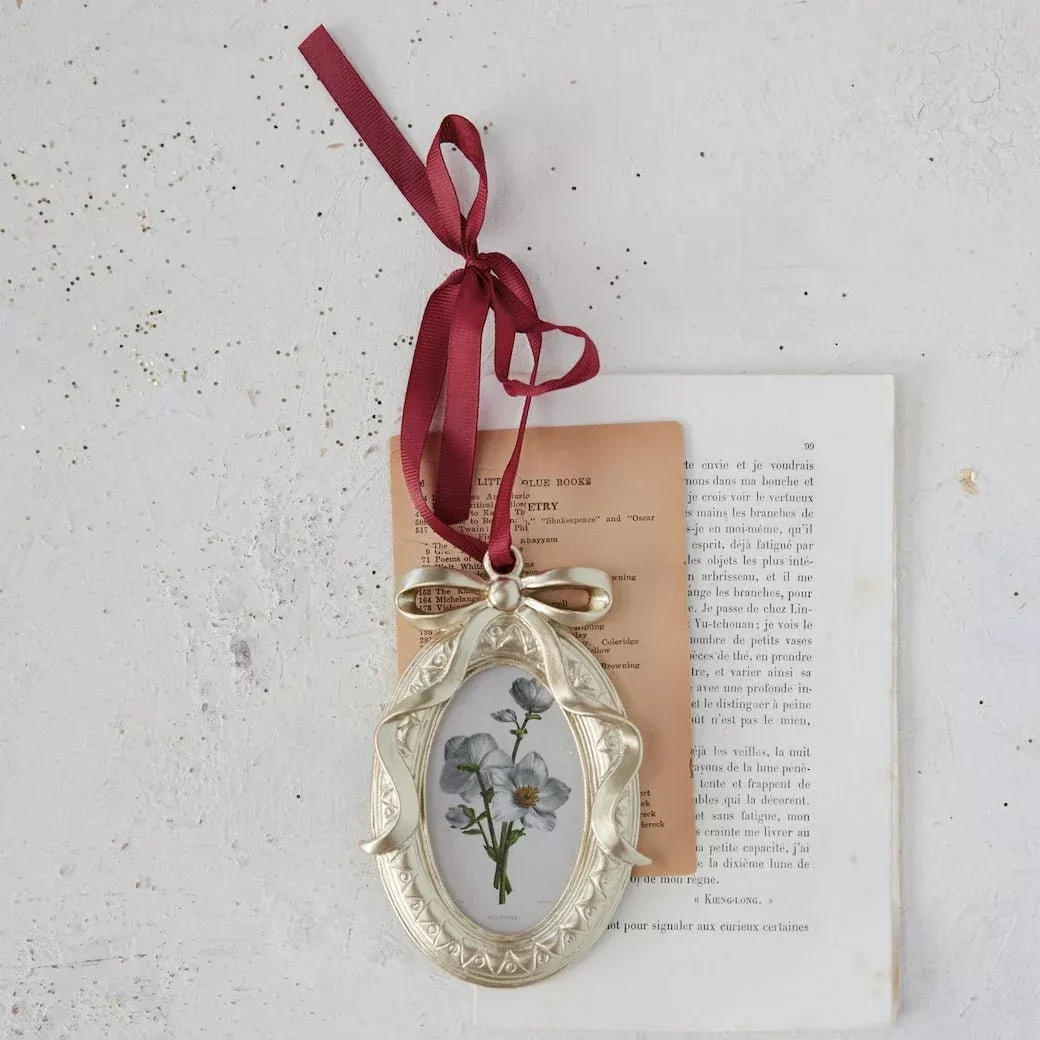 Resin Photo Frame Ornament with Ribbon Hanger