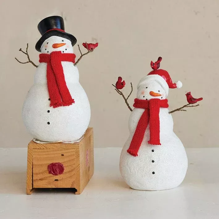 Resin Snowman Figure with Cardinal CHOICE of Styles