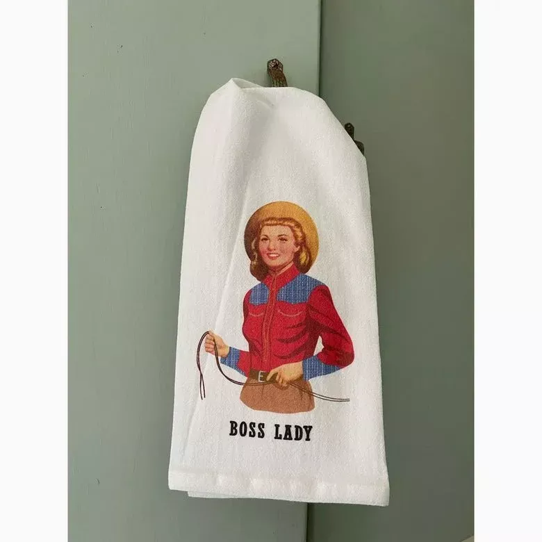 Retro Boss Lady Cowgirl Flour Sack Kitchen Towel