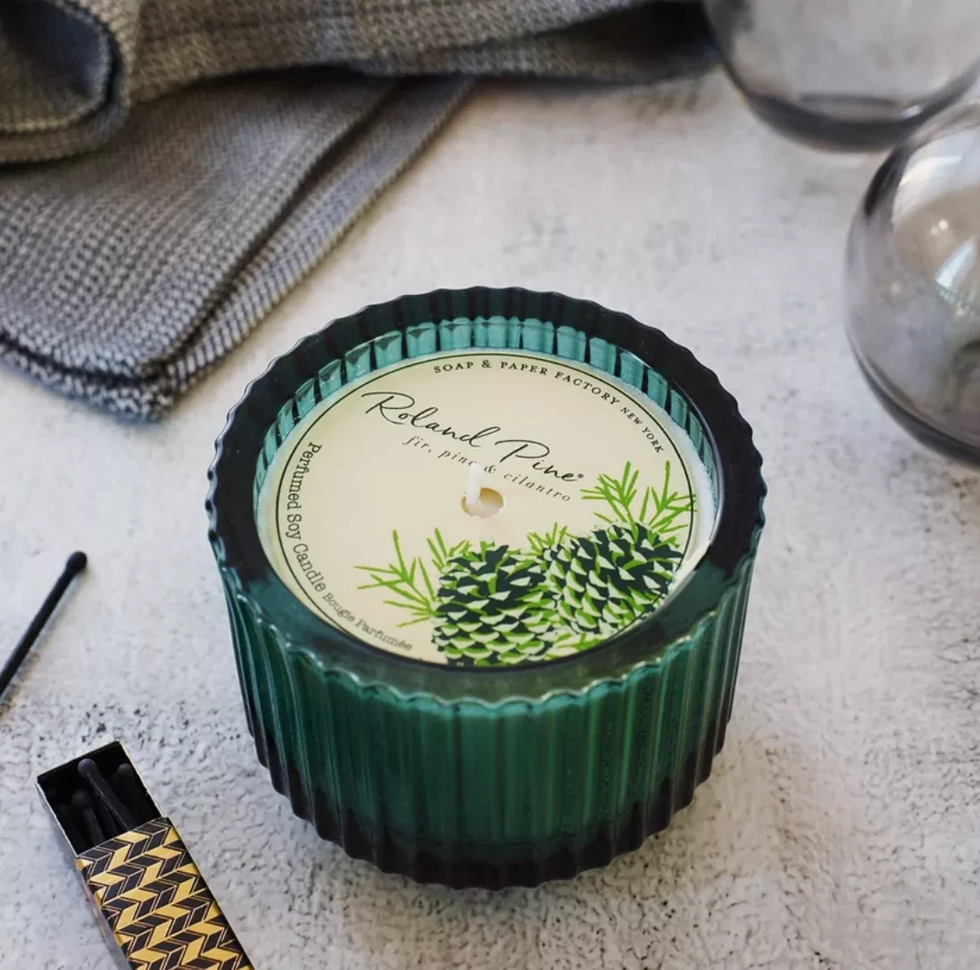 Roland Pine Single Wick Ribbed Candle - 6oz