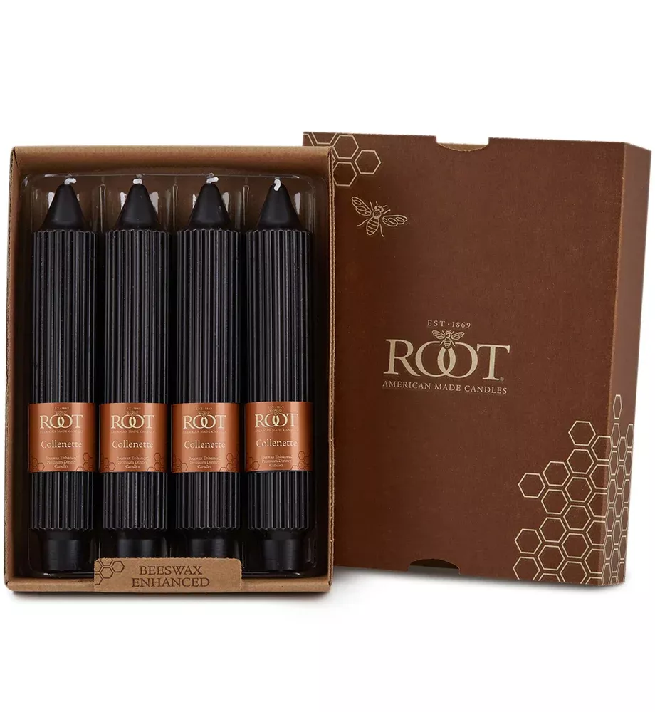 Root Grecian Collenette Candle – Black – 7" – Box of 4