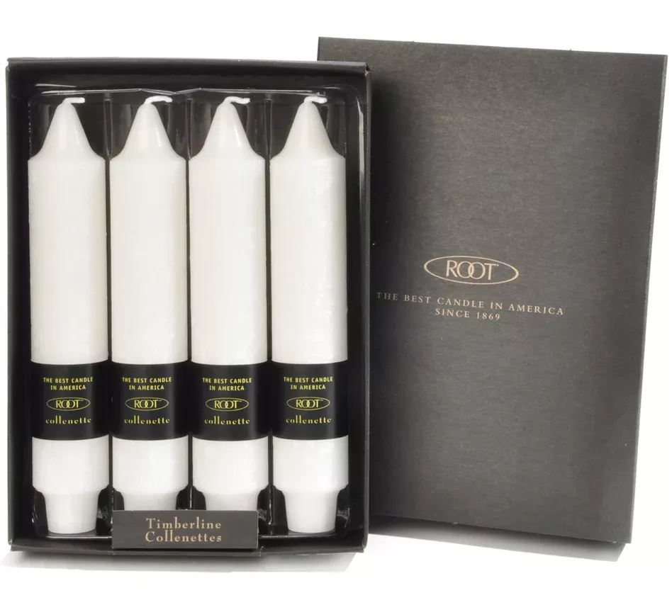 Root Timberline Collenette Candle – White – 7" – Box of 4