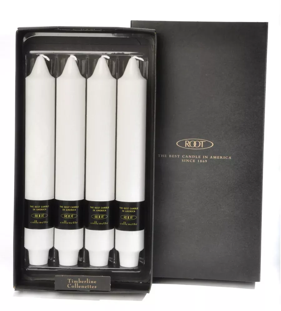 Root Timberline Collenette Candle – White – 9" – Box of 4