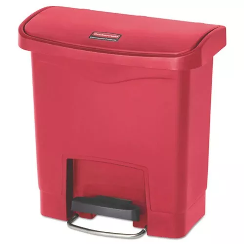 Rubbermaid Commercial 1883563 Streamline 4-Gallon Front Step Style Resin Step-On Container - Red