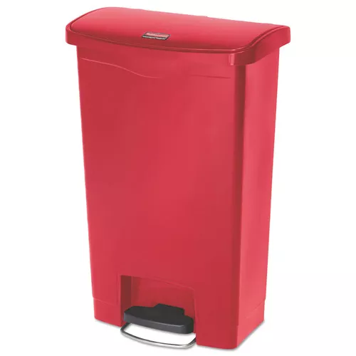 Rubbermaid Commercial 1883566 Streamline 13-Gallon Front Step Style Resin Step-On Container - Red
