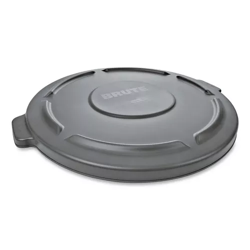 Rubbermaid Commercial FG261960GRAY 19.88 in. BRUTE Self-Draining Flat Top Lids for 20 gal. Round BRUTE Containers - Gray