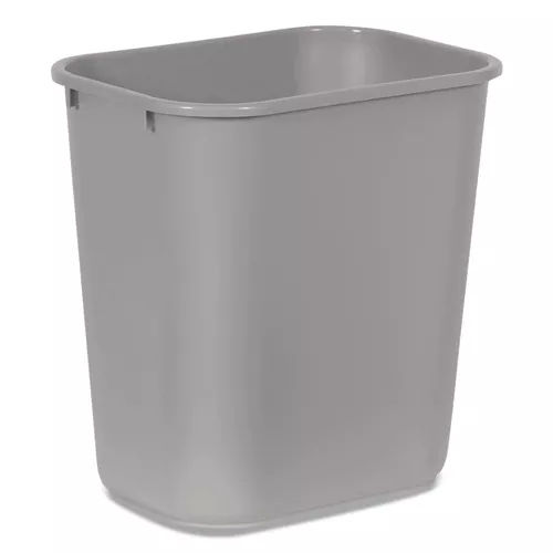 Rubbermaid Commercial FG295600GRAY 7-Gallon Rectangular Deskside Wastebasket - Gray