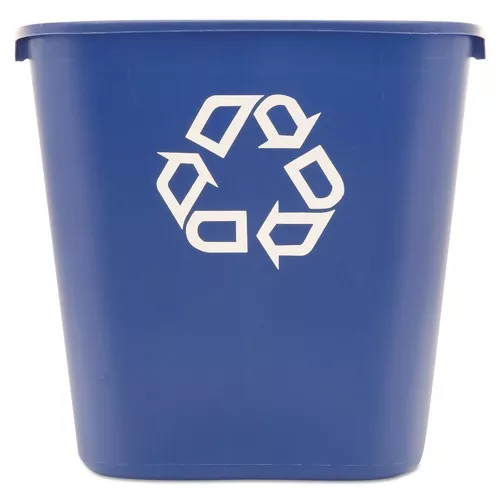 Rubbermaid Commercial FG295673BLUE 28.13-Quart Rectangular Deskside Recycling Container - Medium, Blue