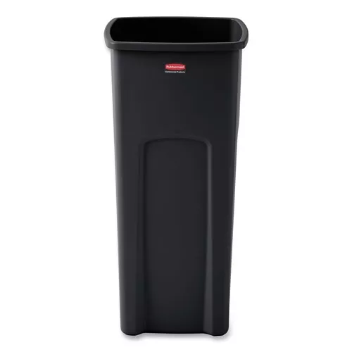 Rubbermaid Commercial FG356988BLA Untouchable Waste Container, Square, Plastic, 23gal, Black