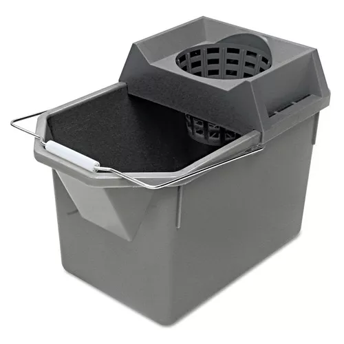 Rubbermaid Commercial FG619400STL 15 qt. Pail/Strainer Combination - Steel Gray