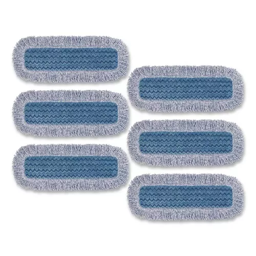 Rubbermaid Commercial FGQ41600BL00 18 in. Nylon/Polyester Microfiber High Absorbency Mop Pad - Blue (6/Carton)