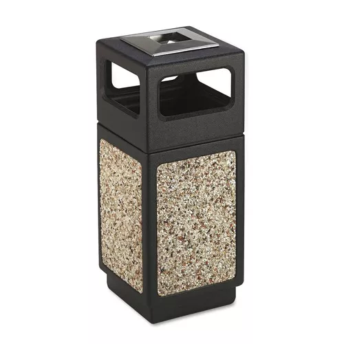 Safco 9470NC 15 Gallon Polyethylene/Stainless Steel Canmeleon Aggregate Panel Receptacles - Black