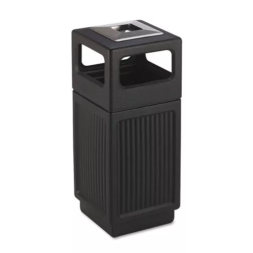 Safco 9474BL Canmeleon 15-Gallon Polyethylene Recessed Panel Receptacles - Black