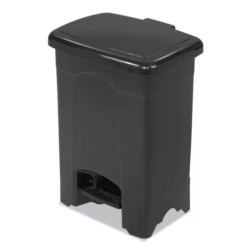 Safco 9710BL 4 Gallon Plastic Plastic Step-On Receptacle - Black