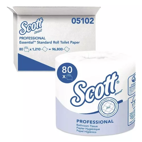 Scott 05102 Essential Septic-Safe Standard Roll Bathroom Tissue for Business - White (1210 Sheets/Roll, 80 Rolls/Carton)