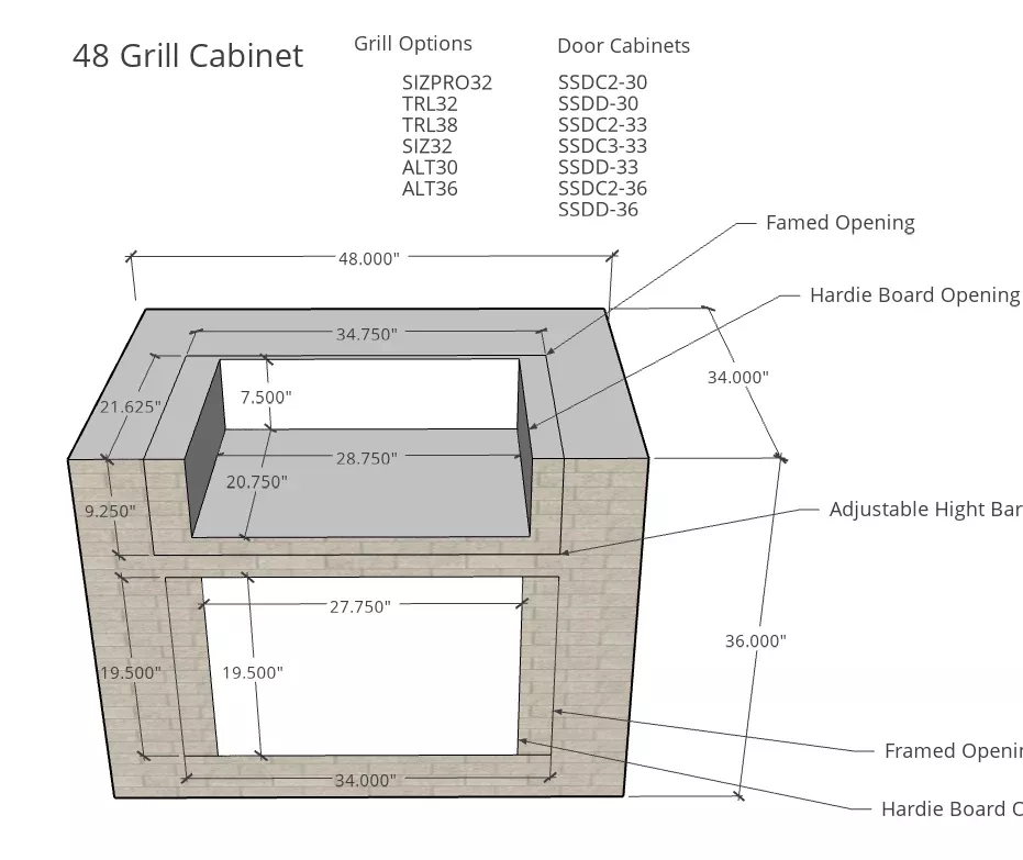 Segmental 48" Grill Cabinet