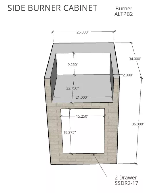Segmental Side Burner Cabinet for ALTPB2