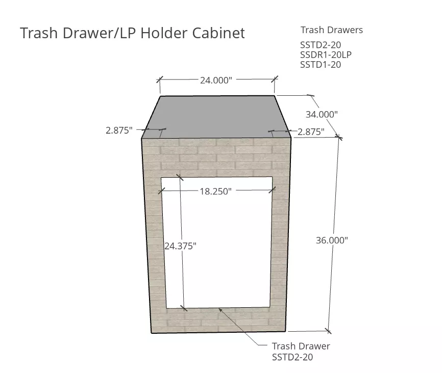 Segmental Trash Drawer/LP Holder Cabinet