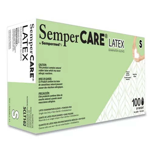 SemperCare SCLT102 Latex Examination Gloves - Cream/Small (1000/Carton)