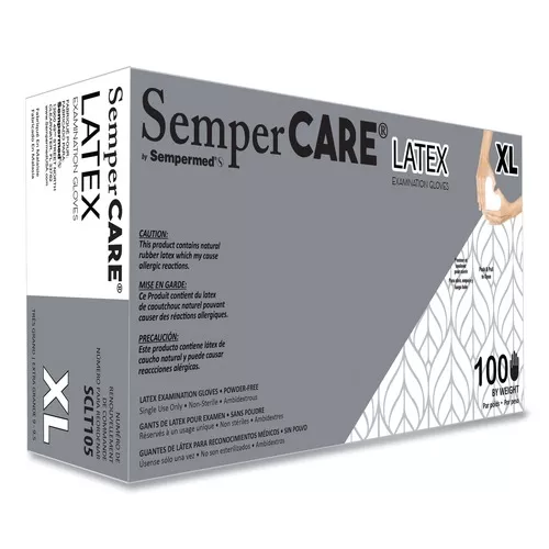 SemperCare SCLT105 Latex Gloves - Cream/X-Large (1000/Carton)
