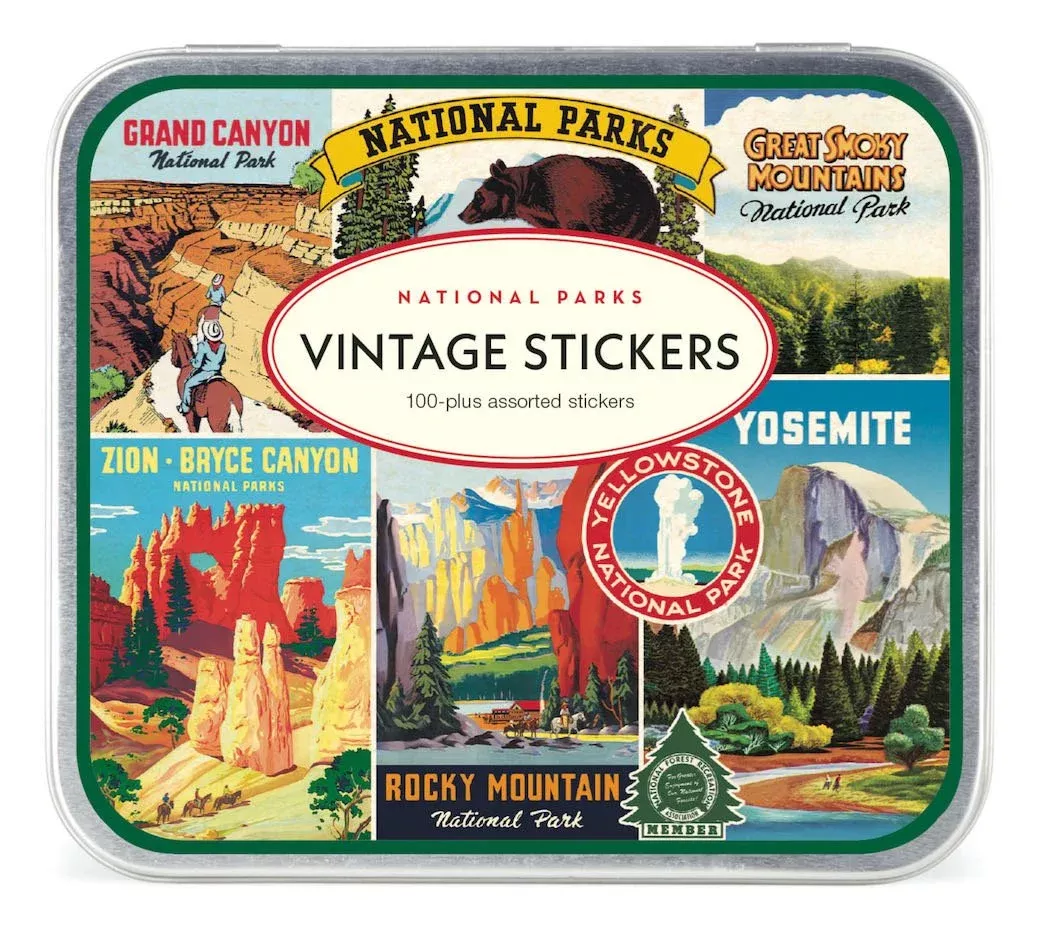 Set of 100+ Vintage-Style National Parks Adhesive Stickers