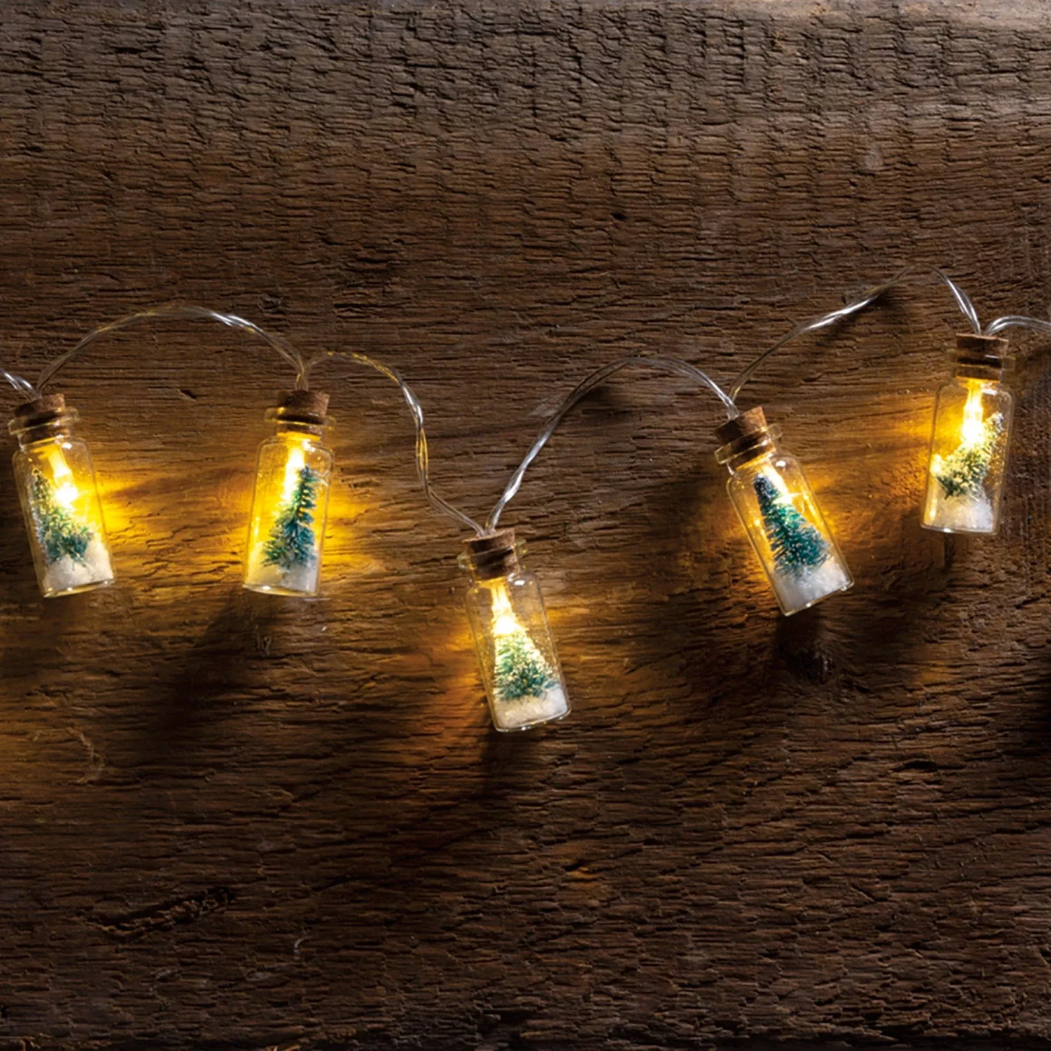 Set of Battery Operated Wire Lights Corked Bottle with Bottle Brush Tree