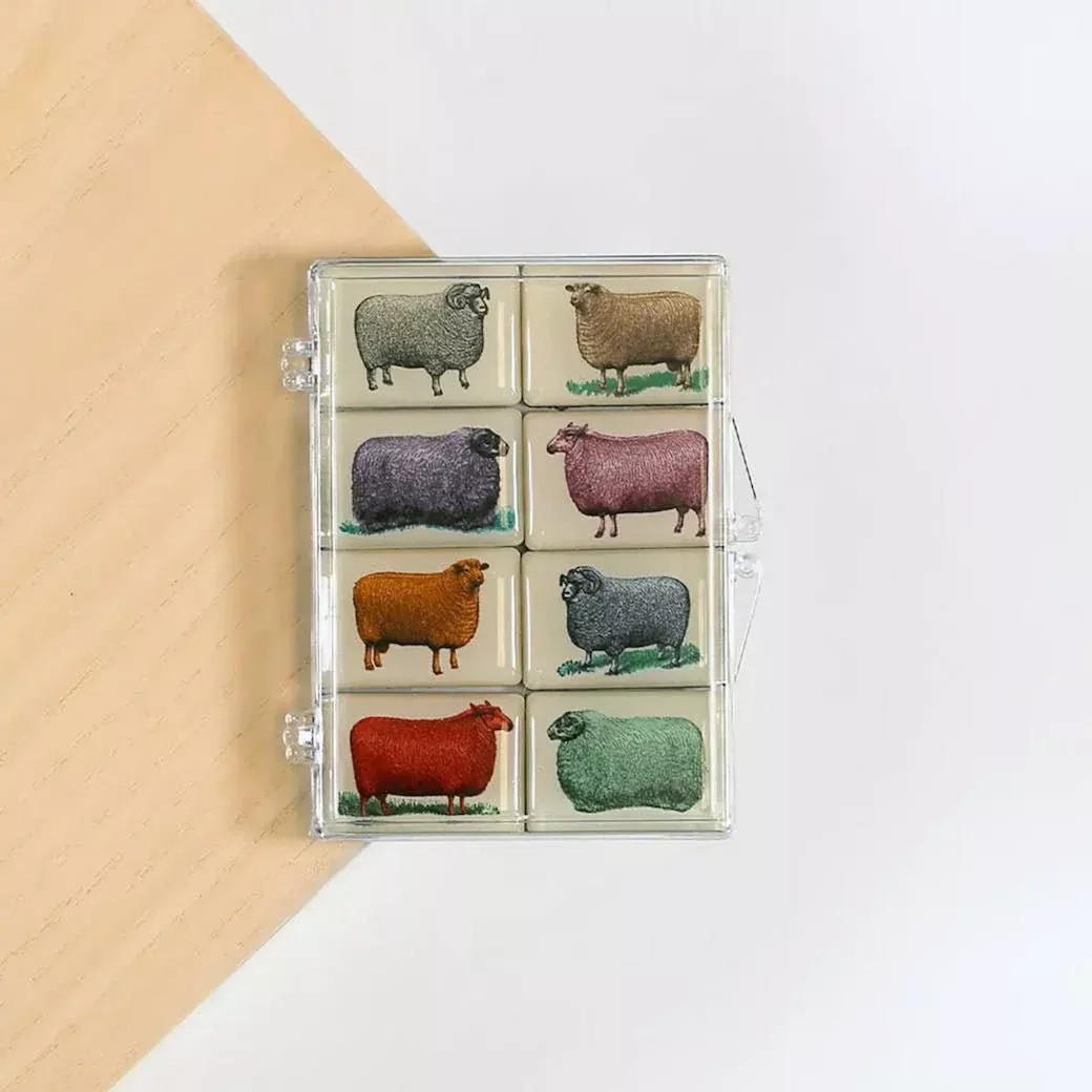 Set of Eight Mighty Magnets Multi-Colored Sheep