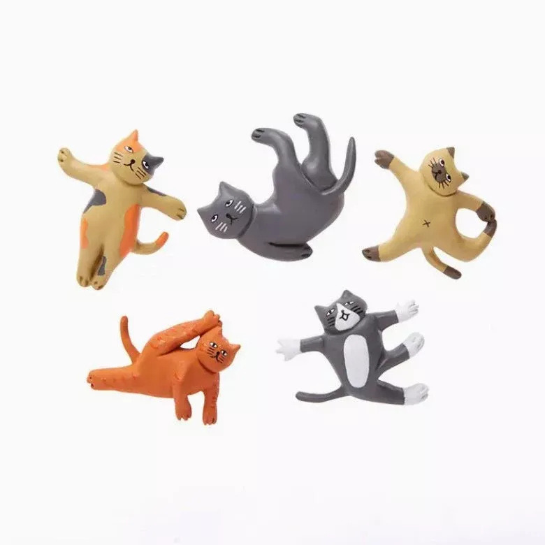 Set of Five Cat Yoga Magnets