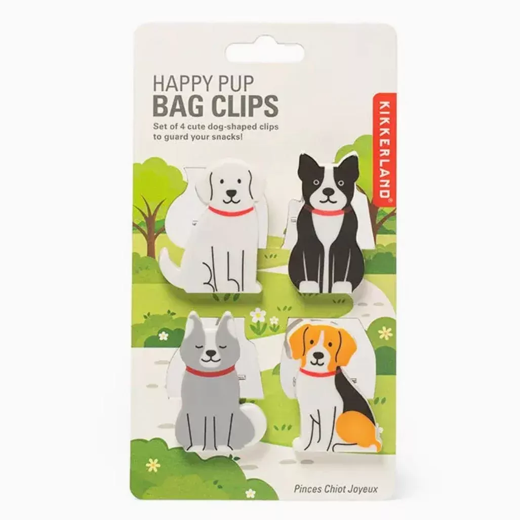 Set of Four Happy Pup Bag Clips