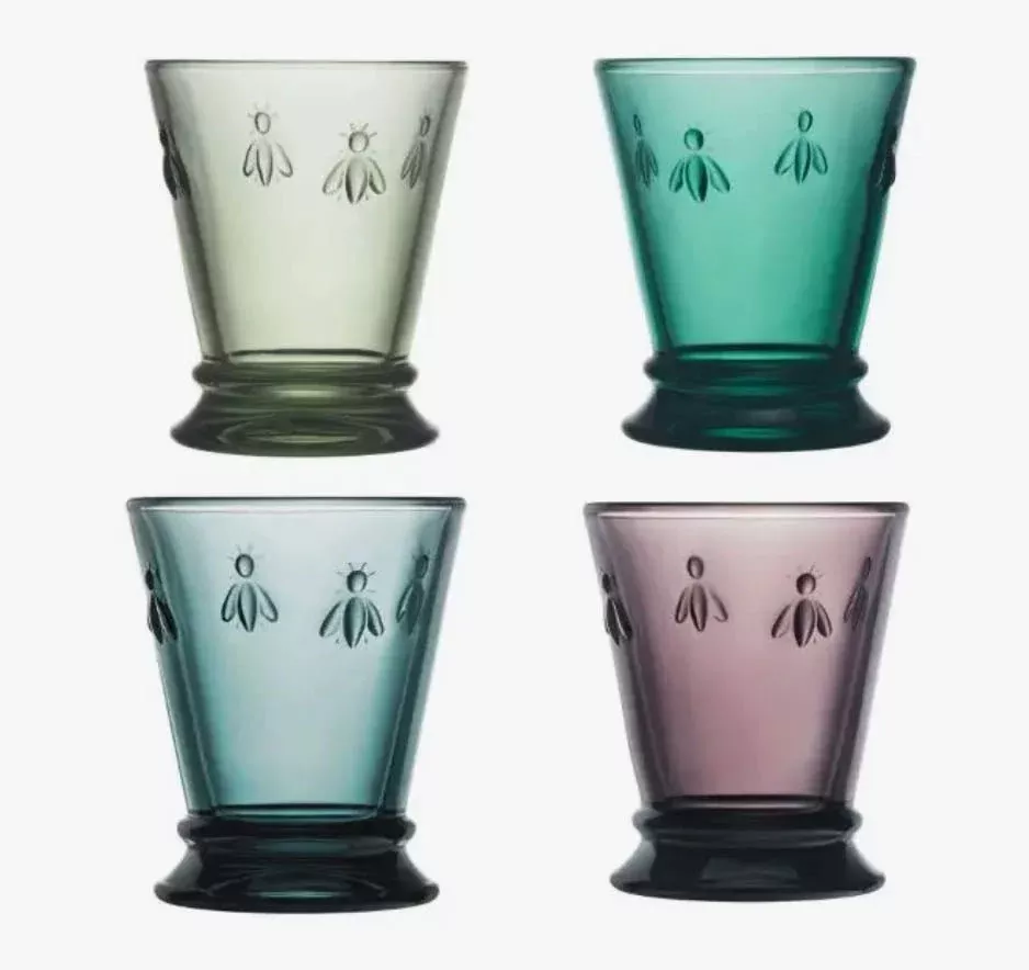 Set of Four Multi-Colored French Bee Tumblers 9oz