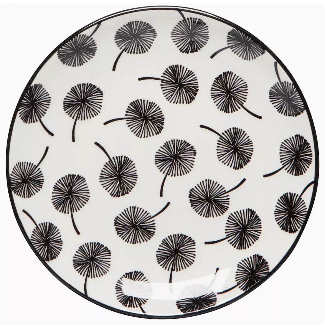 Set of Four Stamped Dandelion Appetizer or Snack Plates